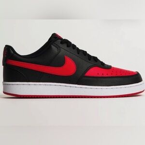 Nike Black and Red Low-Top Swoosh Sneakers